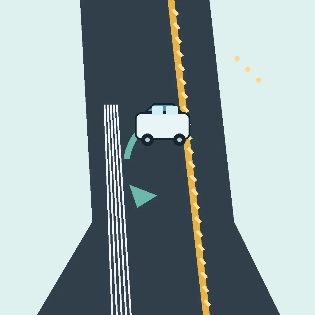 Driver safely correcting a lane drift after crossing shoulder rumble strips on a highway